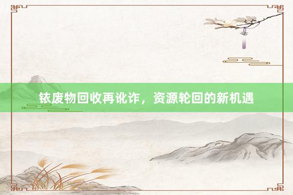 铱废物回收再讹诈，资源轮回的新机遇